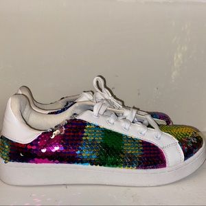 Wanted Multi-Color Rainbow Sequin Sneakers